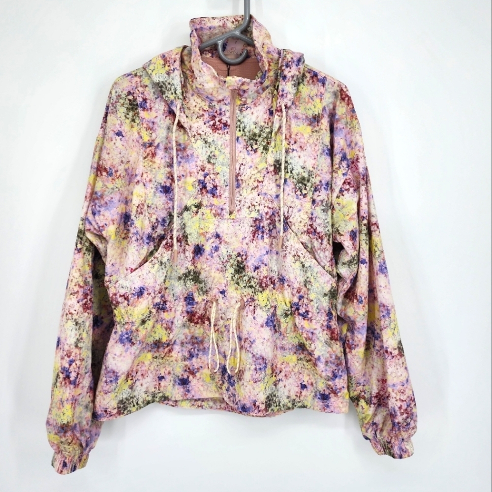 Calia NWT Hooded Windbreaker Eden Print Olive Small
